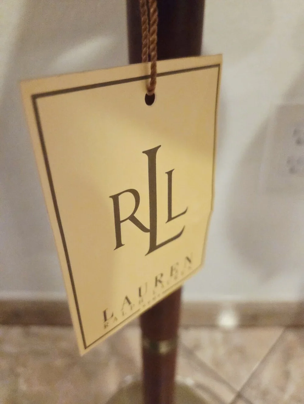 Ralph Lauren Home Brass & Leather Candlestick Buffet Lamp 30” Empire Shade NEW